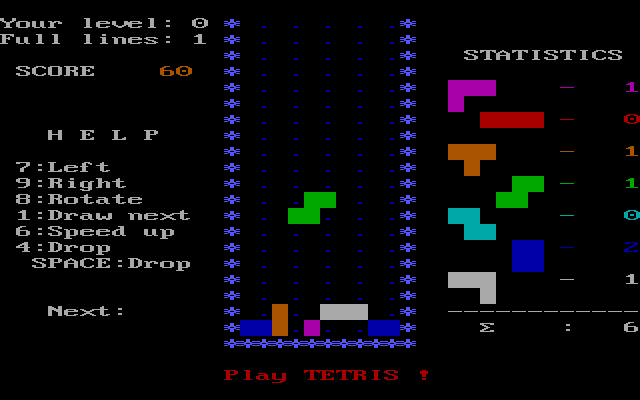 Tetris per DOS 1986