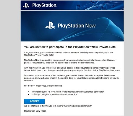 PlayStation Plus Beta Email